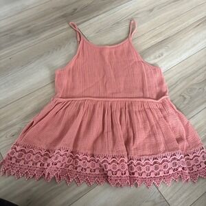 ONeill Pink Textured Crochet Lace Tank Top Tunic Womens XS